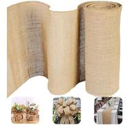 30cm x 10m Natural Hessian Woven Roll, Sewed Edge Jute Table Cloth, Rustic Upholstery Jute Fabric, Burlap Table Runner for Arts, DIY Crafts, Wedding, Party, Decorative Collages, Building Models