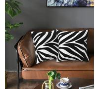 30cm x 30cm Reversible Square Cushion Covers, Concealed Zipper, Black Cartoon Zebra Pillow Covers for Sofa, Living Room, Bedroom