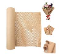 30cm x 30m Bubble Wrap Alternative, Reusable Honeycomb Packing Paper Roll, Kraft Perforated Wrapping Packaging, Brown Cushioning Parcel Material for Shipping, Moving House, Breakables & Gift Pack