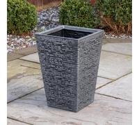 Samuel Alexander 30Cm X 45Cm Large Square Plastic Slate Effect Garden Planter In Dark Grey