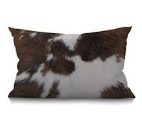 30cmx50cm Cushion Cover Rustic Farmhouse Decor Cowhide accent Printing Pillowcases Cotton Linen cattle fur animal brown mammal Throw Pillow Case Pillow Cover for Sofa Couch Bedroom,12 x 20 Inch