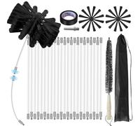 30Feet Chimney Sweep Kit - 6 in Brush Head, Dryer Vent Cleaner, Rotary Cleaning System for Flue/Fireplace/Sewage Pipe/Hood With 23 Nylon Flexible Rods