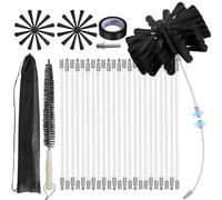 30Feet Chimney Sweep Kit,8 in Brush Head,Dryer Vent Cleaner Kit, Chimney Sweep&Chimney Cleaning Kit, Rotary Chimney Cleaning System for Flue/Fireplace/Sewage Pipe/Hood with 23 Nylon Flexible Rods