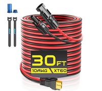 30FT 10AWG XT60 Solar Charging Cable, GIBBAB Solar Panel Connector to XT60 Extension Charge Adapter Cable with Caps & Wire Ties for LiFePO4 Battery RV Portable Power Station Ecoflow Generator