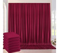 30ft×10ft Wrinkle Free Burgundy Backdrop Curtain for Wedding Party, 6 Panels 5×10ft Soft Silky Polyester Wine Red Photo Backdrop Drapes for Birthday Parties Baby Shower Mother's Day Photography