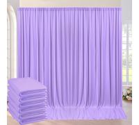 30ft×10ft Wrinkle Free Lavender Backdrop Curtain for Party, 6 Panels 5×10ft Soft Silky Polyester Purple Lilac Photo Backdrop Drapes for Birthday Baby Shower Mother's Day Wedding Photography