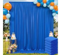 30ft×10ft Wrinkle Free Royal Blue Backdrop Curtain for Parties, 6 Panels 5×10ft Soft Silky Polyester Blue Photo Backdrop Drapes for Boss Baby Birthday Party Wedding Photography Background
