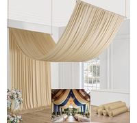 30ft×20ft Beige Ceiling Drapes for Weddings Parties,6 Panels 5×20ft Long Ceiling Curtain for Tent Canopy,Wrinkle Free Silky Easy to Draping&Hang Beige Drapes Backdrop for Event Church Stage Photo
