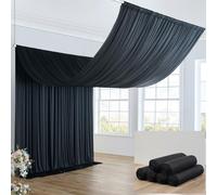 30ft×20ft Black Ceiling Drapes for Weddings Parties,6 Panels 5×20ft Long Ceiling Curtain for Tent Canopy,Wrinkle Free Silk Easy to Draping&Hang Black Drapes for Event Church Stage Photo Bedroom