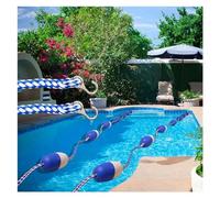 30ft 60ft 100ft 130ft 160ft 200ft Floating Pool Safety Divider Swim Lane Line, Buoy Demarcation Line Rope with Bi-Tone Floating Buoys & 2 Pre-Assembled Hooks