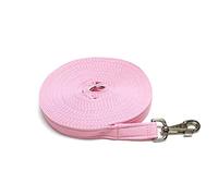 30ft 9m Horse Lunge Line Large Dog Training Lead Large 25mm Cushioned Webbing And Heavy Duty Fluted Trigger Clip In (Baby Pink)