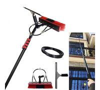 30FT Carbon Fiber Telescoping Window Cleaning Pole with Water Fed Brush - Ideal for High Altitude Window & Solar Panel Cleaning Lightweight & for Professal Use