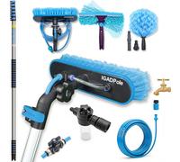 30ft IGADPole Telescopic Water-Fed Window Cleaning Pole Kit - Extendable High Window Cleaner with Brush, Squeegee, Cobweb Duster & Soap Dispenser - Solar Panel, Conservatory, Gutter