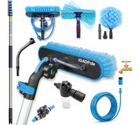 30ft IGADPole Washing Kit: Water-fed Brush, Cobweb Duster and 10”(25cm) Squeegee and Soap Dispenser, with 6-stage Telescoping Pole 6-30ft Pole (9m)