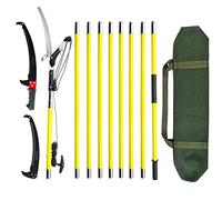 30ft Tree Pole Pruner, Manual Branches Pruning Saw, Gear Drive, Extendable Height, with Knives & Storage Pocket for Garden Tools