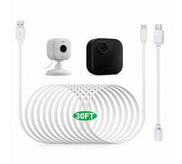 30ft USB C Cable Compatible with Blink Mini 2, Mini and Outdoor 4(4th Gen), XT, XT2 Cameras - 15m Long Flat Charging Cord with 1ft USB C Waterproof Adapter, White