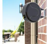 30ft Wall Mount Retractable Dog Tie Out Cable for Small to Large Dogs Between 20-100 lbs, Patented Retractable Dog Lead Great for Yard/Garden - Durable for 70,000 Cycles (Black, 30ft)