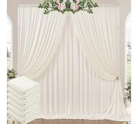 30ft x 10ft Wrinkle Free Ivory Backdrop Curtains for Parties, 6 Panels 5x10ft Polyester Photo Backdrop Drapes for Wedding Birthday Photography Background Baby Shower