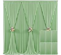 30ft x 10ft Wrinkle Free Sage Green Backdrop Curtains for Wedding Parties Curtain Backdrop Photo Fabric Backdrop Drapes for Bridal Shower Photography Background Curtain 5ft(W) x 10ft(H), 6 Panels
