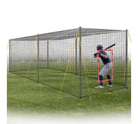30ft x 12ft x 8ft Portable Baseball & Softball Batting Cage for Backyard | With Pitching Machine Hole,Metal Frame,Anti-Sag Guide Ropes For Pitcher,Hitter Practice Pitching Hitting