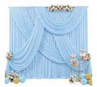 30ft x 15ft Baby Blue Wrinkle Free Backdrop Curtains for Wedding Party Backdrops Curtain Drapes Fabric Decorations Photo Back Drop Cloth for Baby Shower Photography Stage Reception