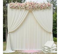 30ft x 15ft Ivory Wrinkle Free Background Curtains for Party Wedding Ceiling Curtains Silky Polyester Fabric 6 Panels 15ft Photo Backdrop for Baby Shower Photography