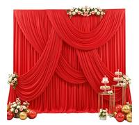 30ft x 15ft Red Wrinkle Free Backdrop Curtains for Wedding Party Backdrops Curtain Drapes Fabric Decorations Photo Back Drop Cloth for Baby Shower Photography Stage Reception