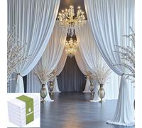 30ft x 15ft White Backdrop Curtains for Wedding Parties, Wrinkle Free Silky Polyester 6 Panels 15 ft Long Photo Backdrop Drapes Back Drop Cloth Drapery for Birthday Photography Background Curtain