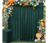 30ft x 8ft Wrinkle Free Hunter Green Backdrop Curtain for Jungle Parties, 6 Panels 5×8ft Soft Silky Green Polyester Photo Backdrop Drapes for Wedding Birthday Photography Christmas Background Cloth