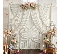30ftx12ft Champagne Backdrop Curtains for Parties, Wrinkle Free Polyester Photo Backdrop Drapes 6 Panels 12 ft Long Back Drop Cloth for Wedding Birthday Photography Background