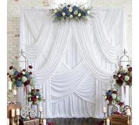 30ftx12ft White Backdrop Curtains for Wedding Parties, Wrinkle Free 6 Panels Silky Polyester 12 ft Long Photo Backdrop Drapes Back Drop Cloth Drapery for Birthday Photography Background Curtains
