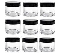 30g 30ml/1oz Refillable Plastic Round Clear Jars With Screw Cap Lid Empty Cosmetic Jars Lot Containers for Makeup Eye Shadow Nails Powder Handmade Lip Scrubs and other Beauty Products (Black Lid)