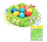 30g Easter Green Grass, Easter Fake Grass, Easters Basket Grasses, Craft Easters Bunny Egg Hunt Bonnet Hat, Eastertide Decorations, for Eastertide Basket Gift Packaging Filling Party Decor Supplies
