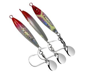 30g Jigging Lure Red Head Silver Body Night Glow Spoon Bait for | 30g red head silver body night glow metal spoon jig designed for offshore boat casting and pelagic species