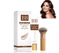 30G Moisturizer Cream SPF 30,2 in 1 Colour Changing Foundation Stick,Full Coverage Skin Tint & Hydrating Face Base with Makeup Brush,BB Cream Tinted Moisturiser for Mature Skin(Nat/ural)