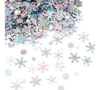 30g Silver Snowflakes Confetti DIY Snowflake Table Confetti Winter Snow Confetti Sprinkles Table Snowflake for Holiday Parties Xmas Wonderland Wedding Christmas Crafts Decorations