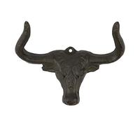 30GO Cast Iron Longhorn Steer Wall Hook-5" Bull Head Decorative Hanger Heavy Duty Rustic Western Decor | Includes Screws and Anchors