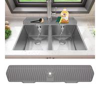 30inch Kitchen Sink Splash Guard Silicone Draining Mat Around Tap Faucet Handle Drip Catcher Tray Thickness and Slope Upgraded Sink Drainer Mat Drying Pad for Kitchen