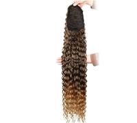 30inch Long Curly Ponytail Extension,Synthetic Water Wave Drawstring Thick Pony Tail for Women with 2 Clips(MT4-27)