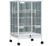 30inch Outdoor Bird Cage Aviary Large, Indoor Bird Flight Cages For Parakeets With Rolling Stand Canary Cage For Finches, Cockatiels, Parrot(White)
