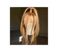 30Inch Soft Preplucked Ash Blonde13x4 Lace Front Synthetic Glueless Wig Daily Wear Straight Wigs 180 Density