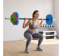 30kg Adjustable Barbell Weights Set Barbell Bar with Weight Plates, Multicolour