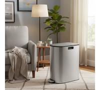 30L and 20L Double Kitchen Bin, Metallic Silver