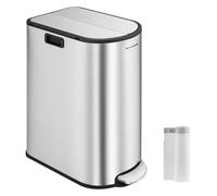 30L and 20L Double Kitchen Bin, Metallic Silver