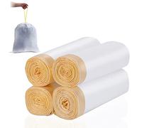 30L Bin Liners Strong 30 Litre Bin Bags 80 Counts - Tie Handle Drawstring Bin Bag Unscented White Garbage Bags for 20L-30L Trash Bin