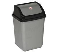 URBNLIVING 5L/20L/30L/50L Plastic Waste Management Recycling Bin Trash Can Dustbin with Swing Lid for Office, Kitchen and Bathroom (30L Black/Grey)