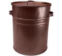30L Bronze Ash Bin Bucket with Lid & Handles for Fireplaces Fire Pits Wood Coal Burning Stove Metal Charcoal Bin Box Outdoor or Indoor Galvanised Steel 30 Litre