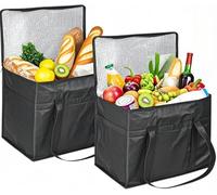 30L Cooler Bag Set of 2, Large Insulated Lunch Bags with Zipper, Insulation Shopping Bags, Food Delivery Bag, Thermal Picnic Cool Bag for Camping, BBQ, Beach & Outdoor - Leakproof & Portable