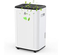 30L/Day Dehumidifier, Digital Humidity Sensor, 24 Hours Timer, Laundry Drying, 41-43dB Low Noise, 2 Modes Continuous Drainage, Covers 250m³ for Laundry Room, Basement, Bedroom, Bathroom