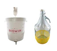 30L Fermentation Bucket with airlock,tap & Siphon Tube+ 5l Demijohn with Protective Base and flip top Cap